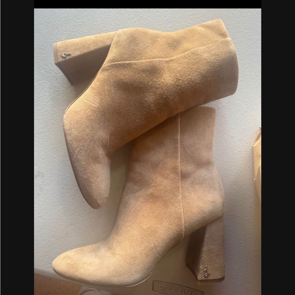 Elegant Tan Suede Women's Boots SAM EDLEMAN